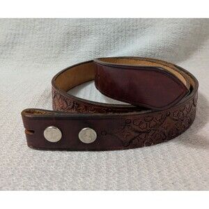 Genuine Leather Western Men's Belt Hand Tooled Floral 1.25" Stamped 38-No Buckle